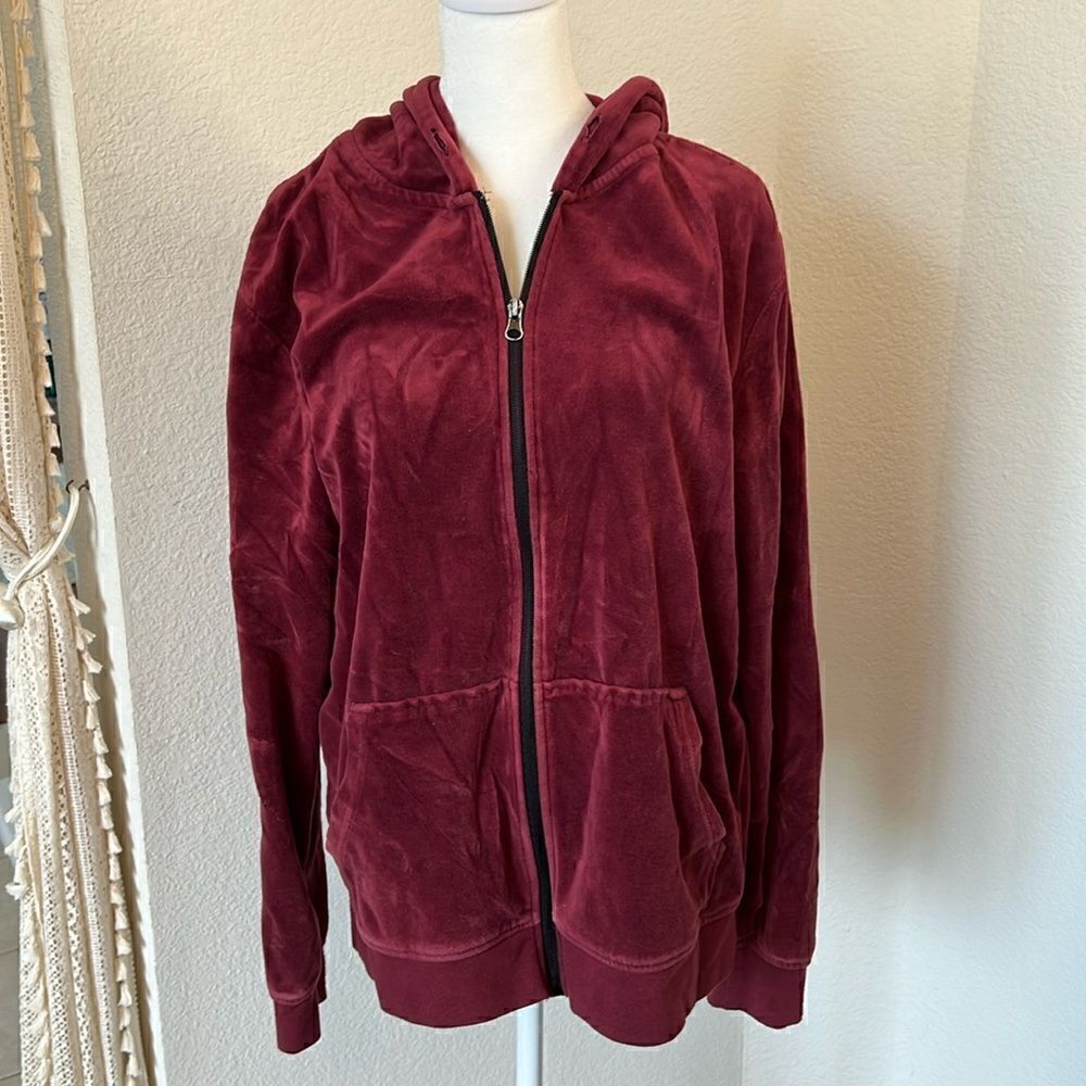 Carbon Zipper Front Hoodie Jacket - Burgundy - Size Medium